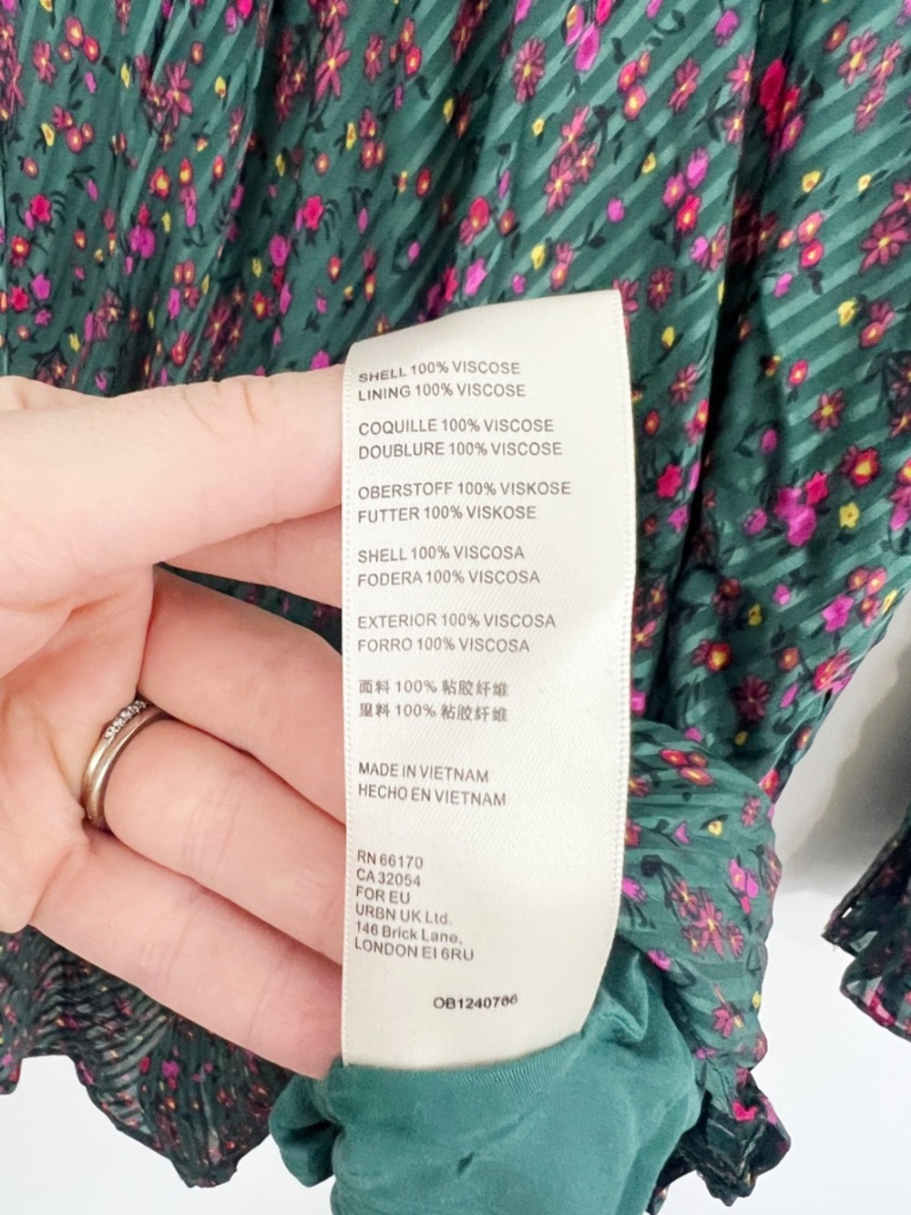 Free People Sweetest Thing Mini Dress in Green Pink Floral Size 4 - Picture 8 of 10